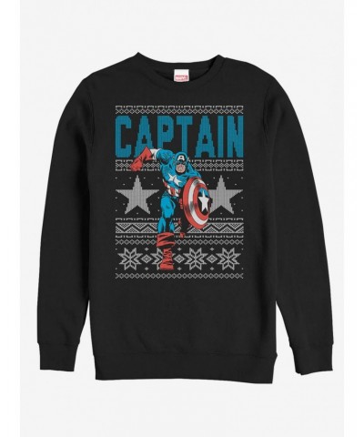 Marvel Captain America Star Ugly Christmas Sweater Sweatshirt $10.33 Sweatshirts