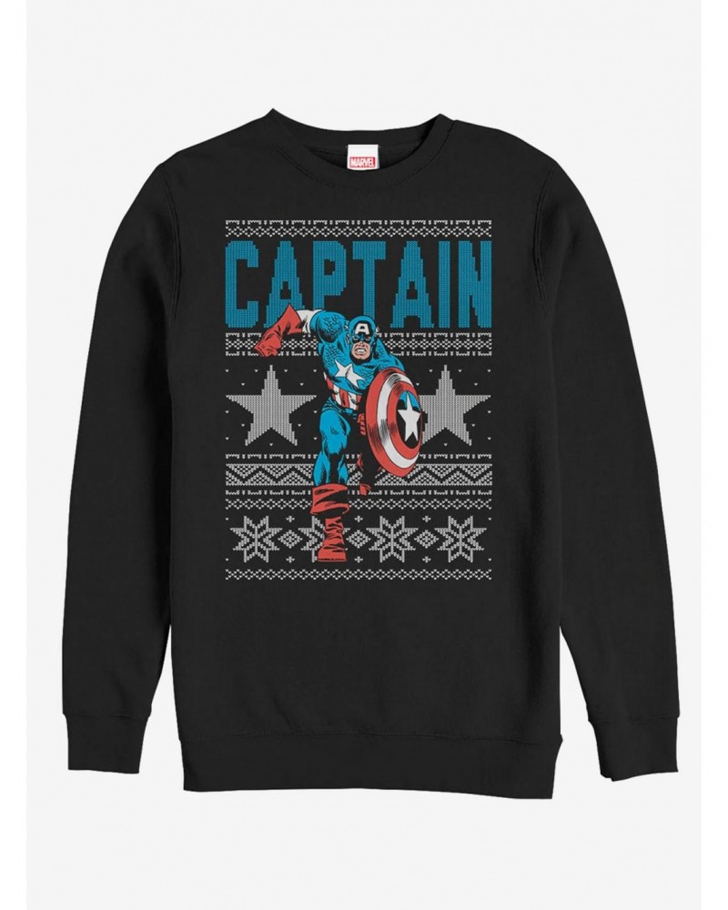 Marvel Captain America Star Ugly Christmas Sweater Sweatshirt $10.33 Sweatshirts