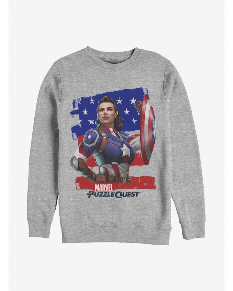 Marvel Puzzle Quest Hero Peggie Crew Sweatshirt $11.22 Sweatshirts