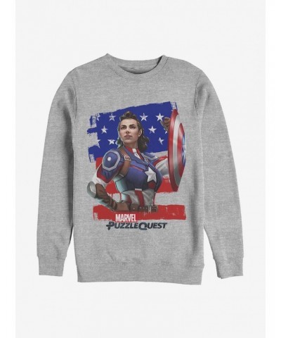 Marvel Puzzle Quest Hero Peggie Crew Sweatshirt $11.22 Sweatshirts