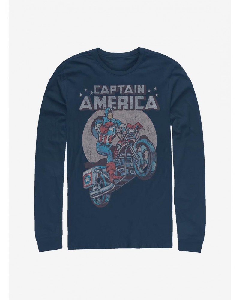 Marvel Captain America Motorcycle Long-Sleeve T-Shirt $11.32 T-Shirts