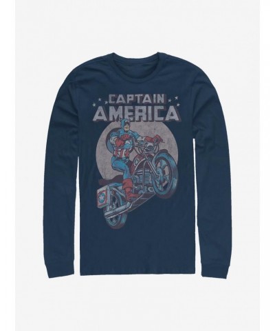 Marvel Captain America Motorcycle Long-Sleeve T-Shirt $11.32 T-Shirts