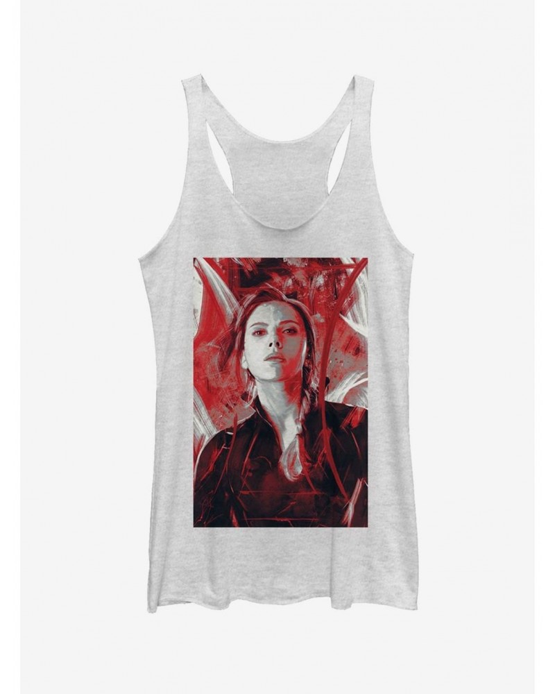 Marvel Avengers: Endgame Black Widow Red Painted Girls White Heathered Tank Top $9.74 Tops