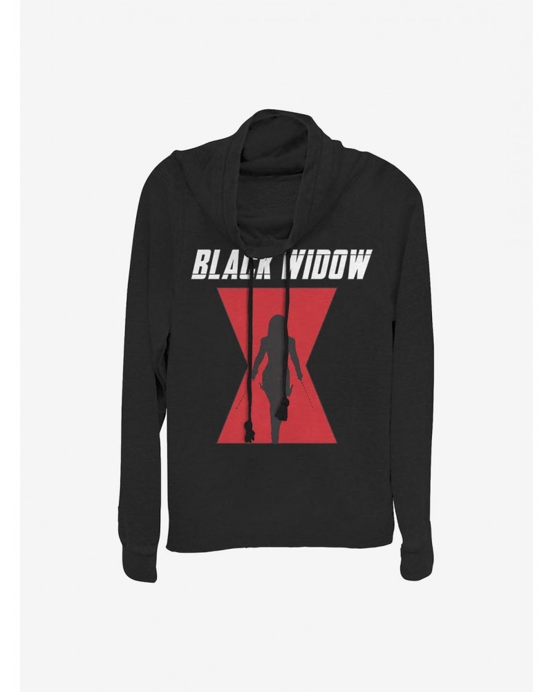 Marvel Black Widow Logo Cowlneck Long-Sleeve Girls Top $10.78 Tops