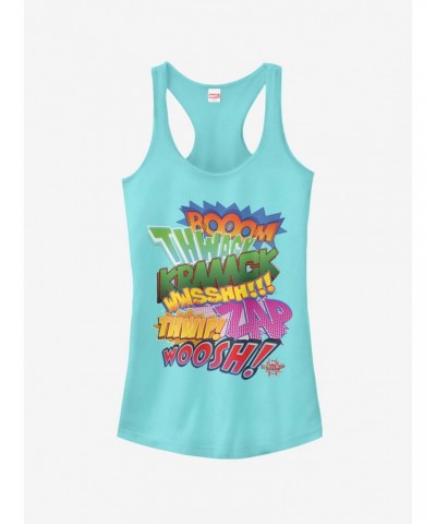 Marvel Spider-Man: Into The Spider-Verse Sound Effects Cancun Blue Girls Tank Top $9.56 Tops