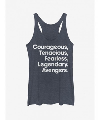 Marvel Avengers: Endgame Name List Girls Navy Blue Heathered Tank Top $6.22 Tops