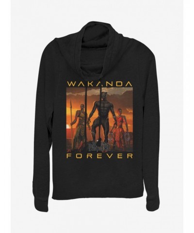 Marvel Black Panther Wakanda Forever Cowlneck Long-Sleeve Girls Top $12.21 Tops