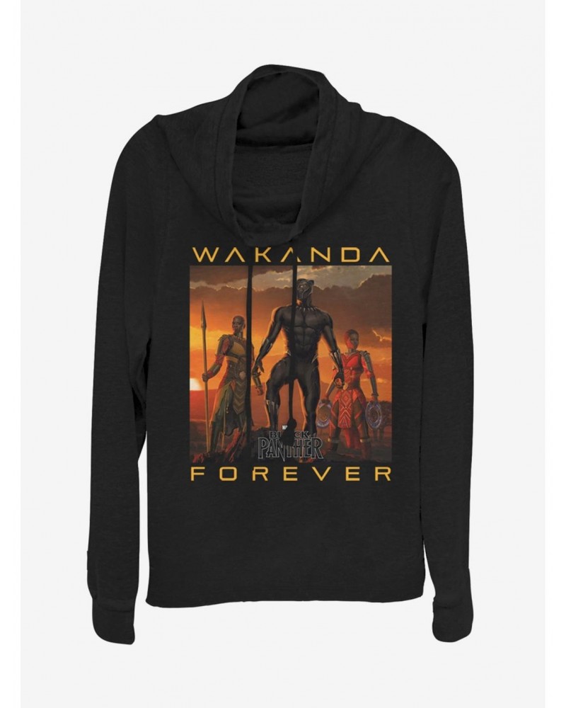 Marvel Black Panther Wakanda Forever Cowlneck Long-Sleeve Girls Top $12.21 Tops