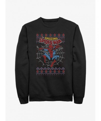 Marvel Spider-Man Web Jump Ugly Christmas Sweatshirt $11.81 Sweatshirts