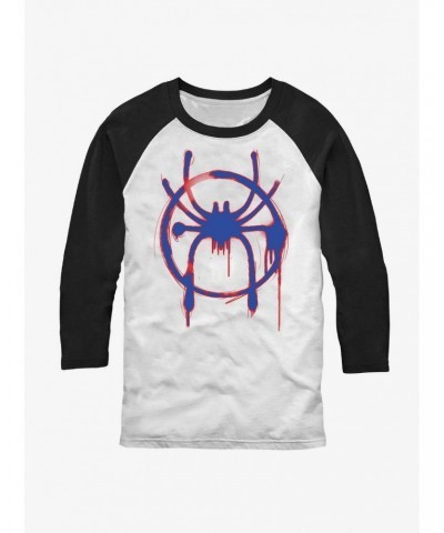 Marvel Spider-Man Miles Morales Spray Paint Logo Raglan T-Shirt $12.43 T-Shirts