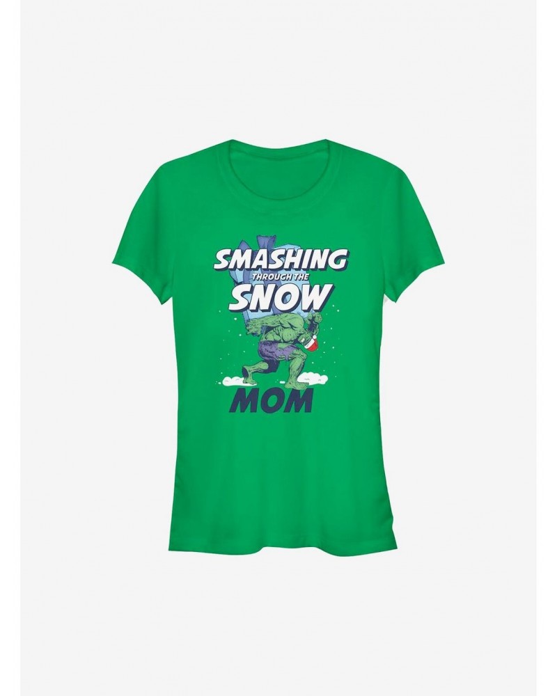 Marvel Hulk Smashing Through The Snow Mom Holiday Girls T-Shirt $8.57 T-Shirts