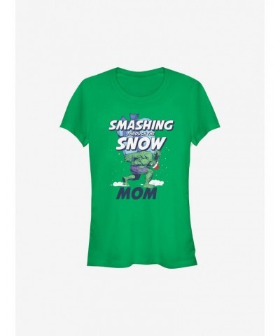 Marvel Hulk Smashing Through The Snow Mom Holiday Girls T-Shirt $8.57 T-Shirts