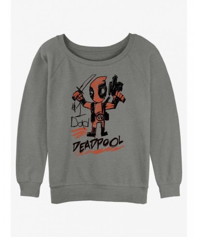 Marvel Deadpool Number 1 Dad Girls Slouchy Sweatshirt $12.10 Sweatshirts