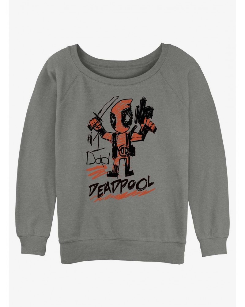 Marvel Deadpool Number 1 Dad Girls Slouchy Sweatshirt $12.10 Sweatshirts