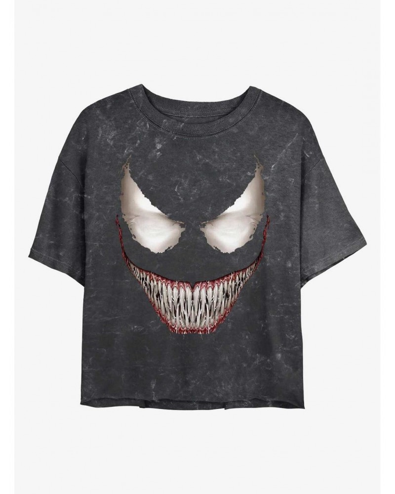 Marvel Venom Face Mineral Wash Crop Girls T-Shirt $10.40 T-Shirts