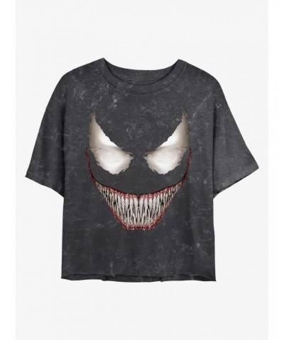 Marvel Venom Face Mineral Wash Crop Girls T-Shirt $10.40 T-Shirts