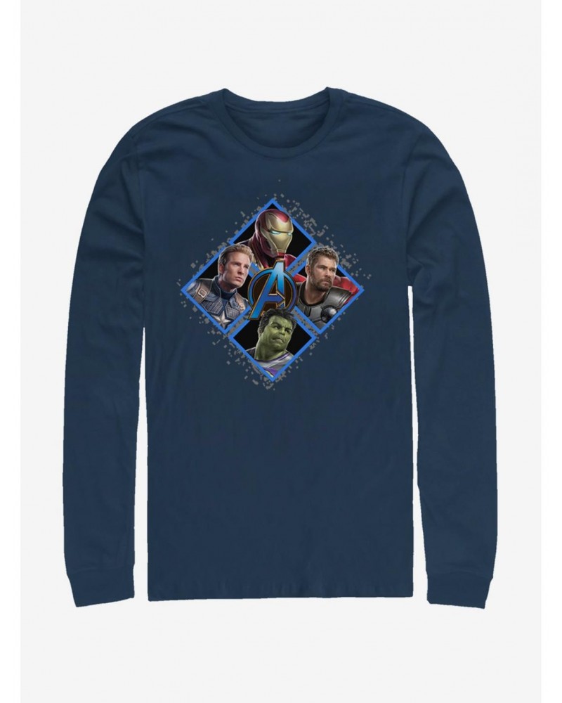 Marvel Avengers: Endgame Square Box Navy Blue Long-Sleeve T-Shirt $10.00 T-Shirts