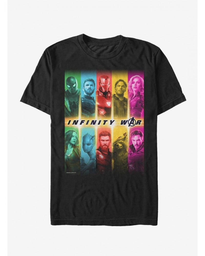 Marvel Avengers: Infinity War Hero Rainbow Panel T-Shirt $6.69 T-Shirts