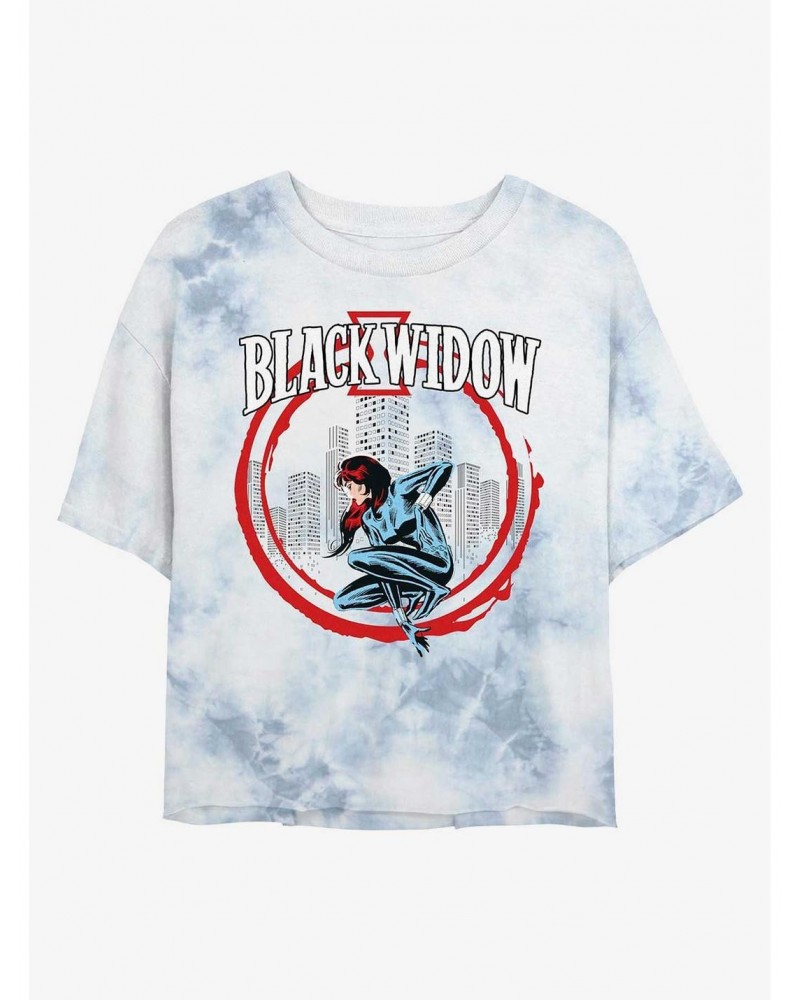 Marvel Black Widow City Watch Tie-Dye Girls Crop T-Shirt $7.86 T-Shirts