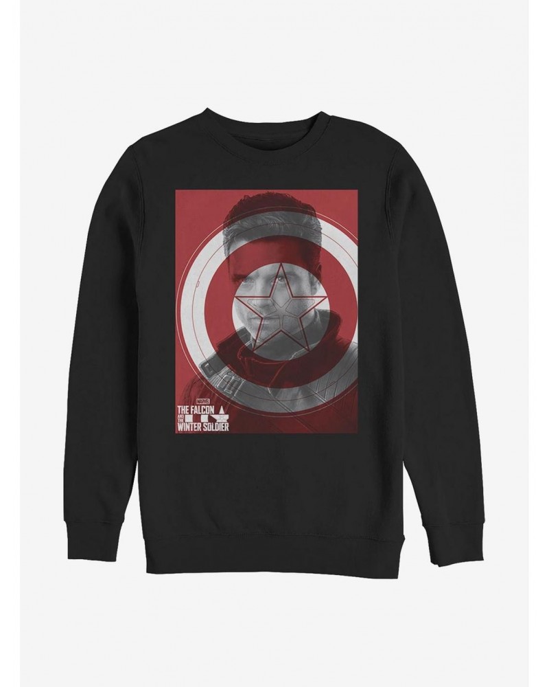 Marvel The Falcon And The Winter Soldier Winter Shield Crew Sweatshirt $9.45 Sweatshirts