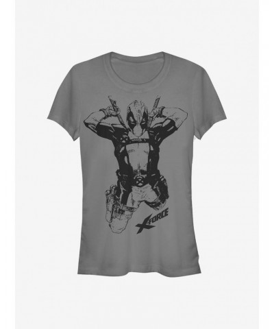 Marvel Deadpool Straight Black Girls T-Shirt $6.77 T-Shirts