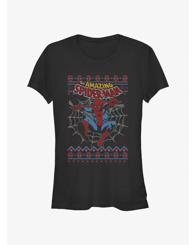 Marvel Spider-Man Web Jump Ugly Christmas Girls T-Shirt $6.37 T-Shirts