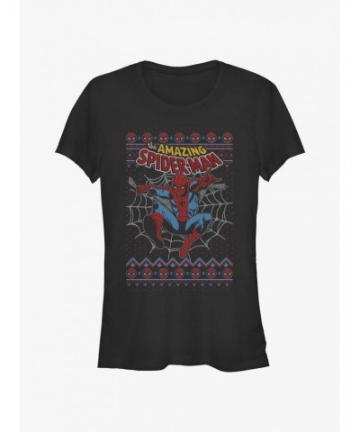 Marvel Spider-Man Web Jump Ugly Christmas Girls T-Shirt $6.37 T-Shirts