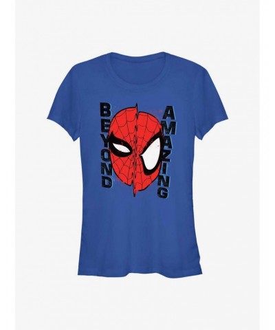 Marvel Spider-Man 60th Anniversary Beyond Amazing Mask Warp Girls T-Shirt $6.57 T-Shirts