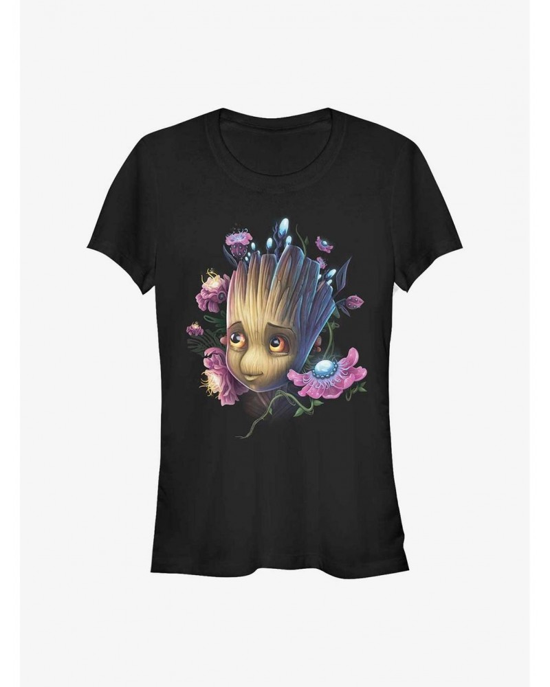 Marvel Guardians Of The Galaxy Groot Flowers Girls T-Shirt $7.17 T-Shirts