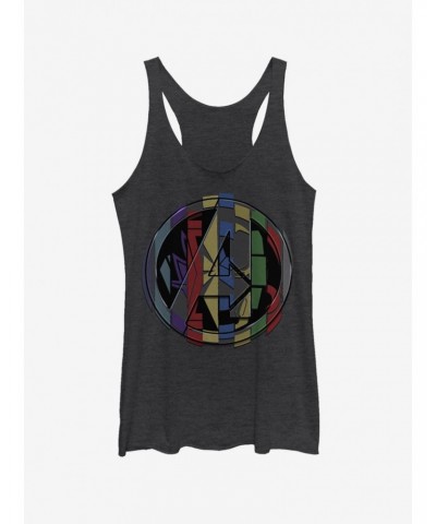 Marvel Avengers: Endgame Badge Mashup Girls Black Heathered Tank Top $6.63 Tops