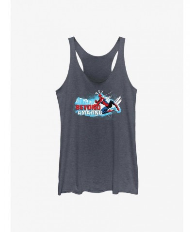 Marvel Spider-Man 60th Anniversary Beyond Amazing Swing Pose Girls Tank $6.84 Tanks