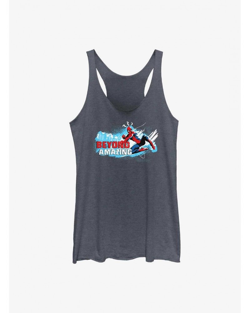 Marvel Spider-Man 60th Anniversary Beyond Amazing Swing Pose Girls Tank $6.84 Tanks