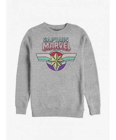 Marvel Captain Marvel Cartoon Logo Crew Sweatshirt $12.69 Sweatshirts