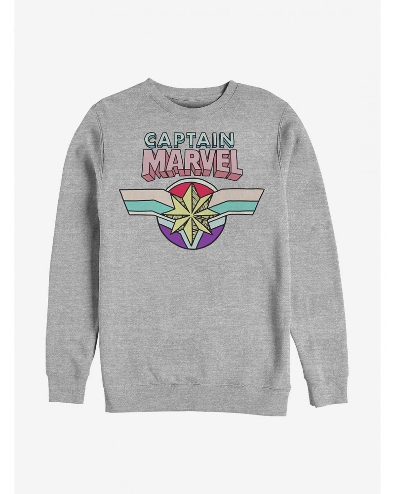 Marvel Captain Marvel Cartoon Logo Crew Sweatshirt $12.69 Sweatshirts