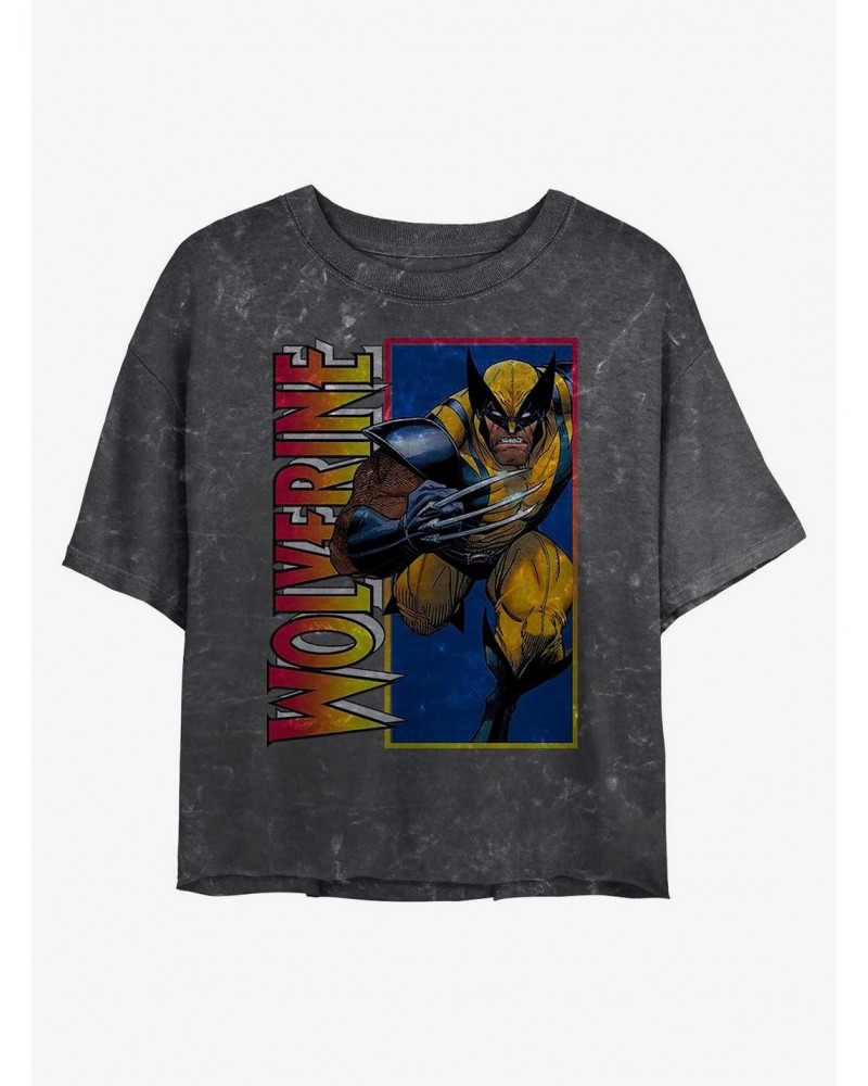 Marvel Wolverine Classic Wolverine Mineral Wash Crop Girls T-Shirt $7.17 T-Shirts