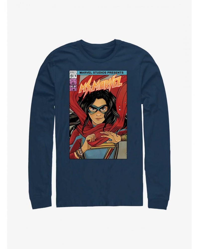 Marvel Ms. Marvel Comic Cover Long-Sleeve T-Shirt $9.21 T-Shirts