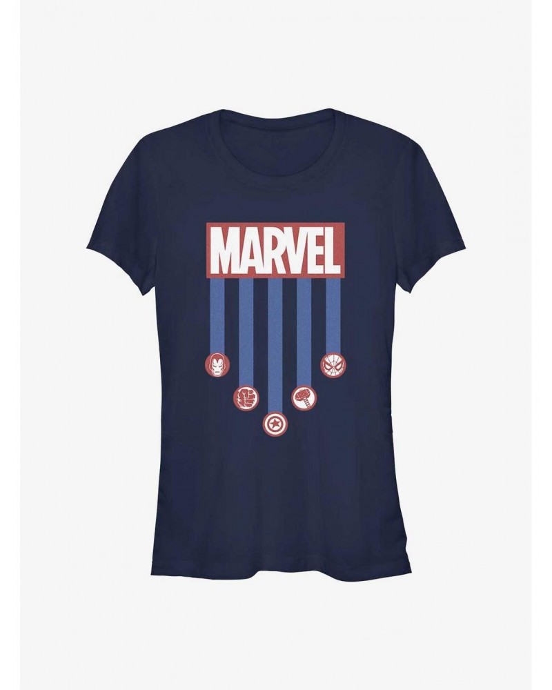 Marvel Americana Stripes Girls T-Shirt $5.98 T-Shirts