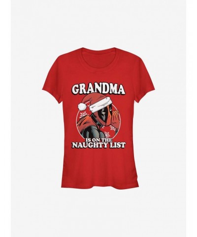 Marvel Deadpool Grandma Is On The Naughty List Holiday Girls T-Shirt $9.76 T-Shirts