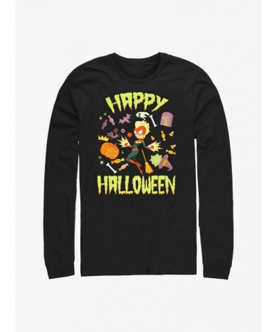 Marvel Captain Marvel Happy Halloween Long-Sleeve T-Shirt $10.53 T-Shirts