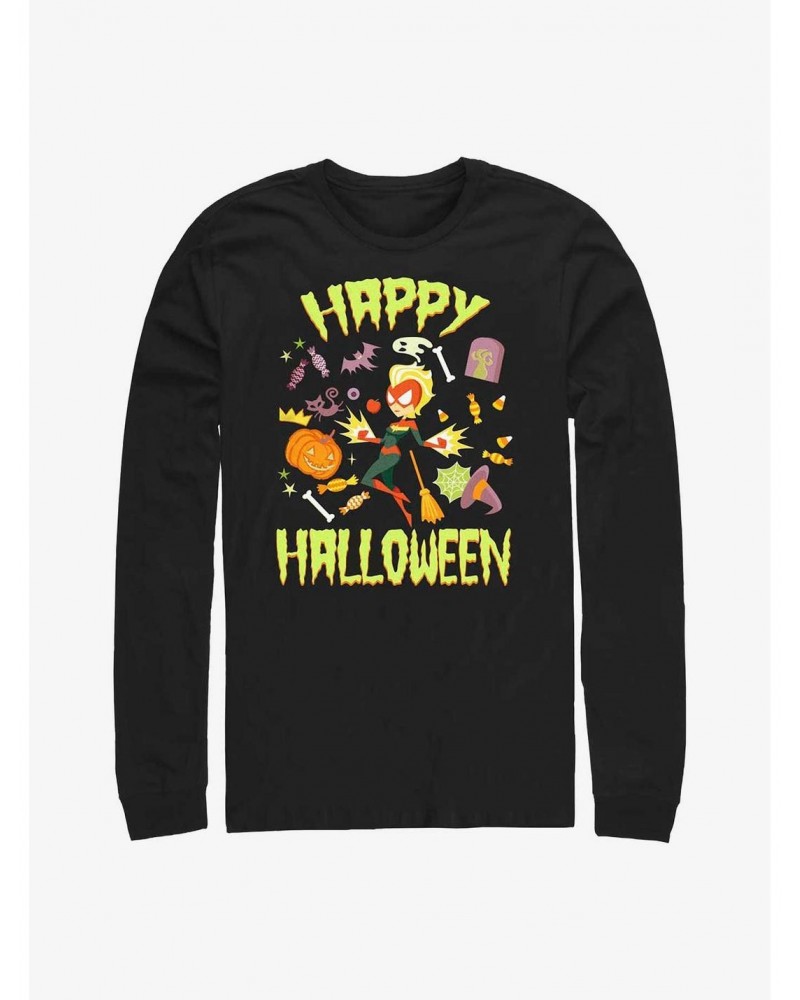 Marvel Captain Marvel Happy Halloween Long-Sleeve T-Shirt $10.53 T-Shirts