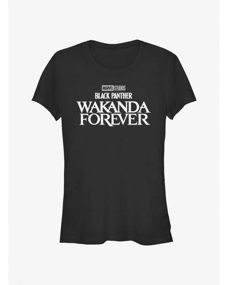 Marvel Black Panther: Wakanda Forever Logo Girls T-Shirt $8.37 T-Shirts