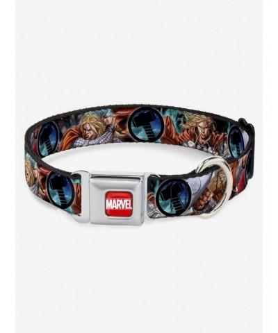 Marvel Thor Astonishing 3 Poses Hammer Logo Seatbelt Buckle Dog Collar $11.95 Pet Collars