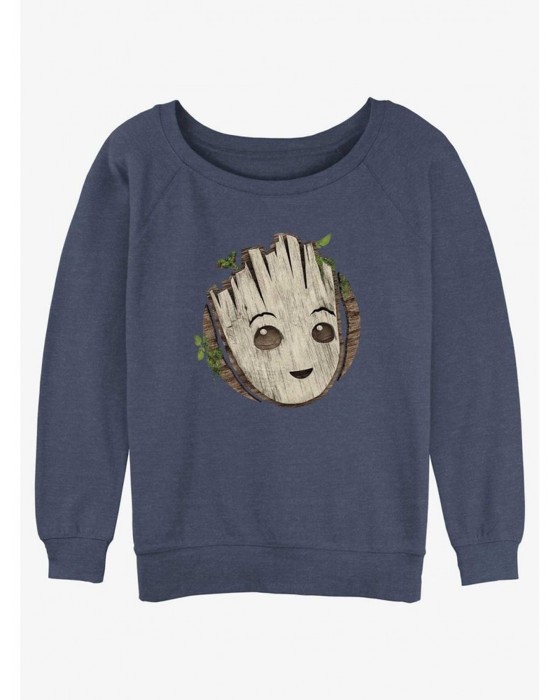 Marvel Guardians of the Galaxy Groot Wooden Badge Girls Slouchy Sweatshirt $13.28 Sweatshirts