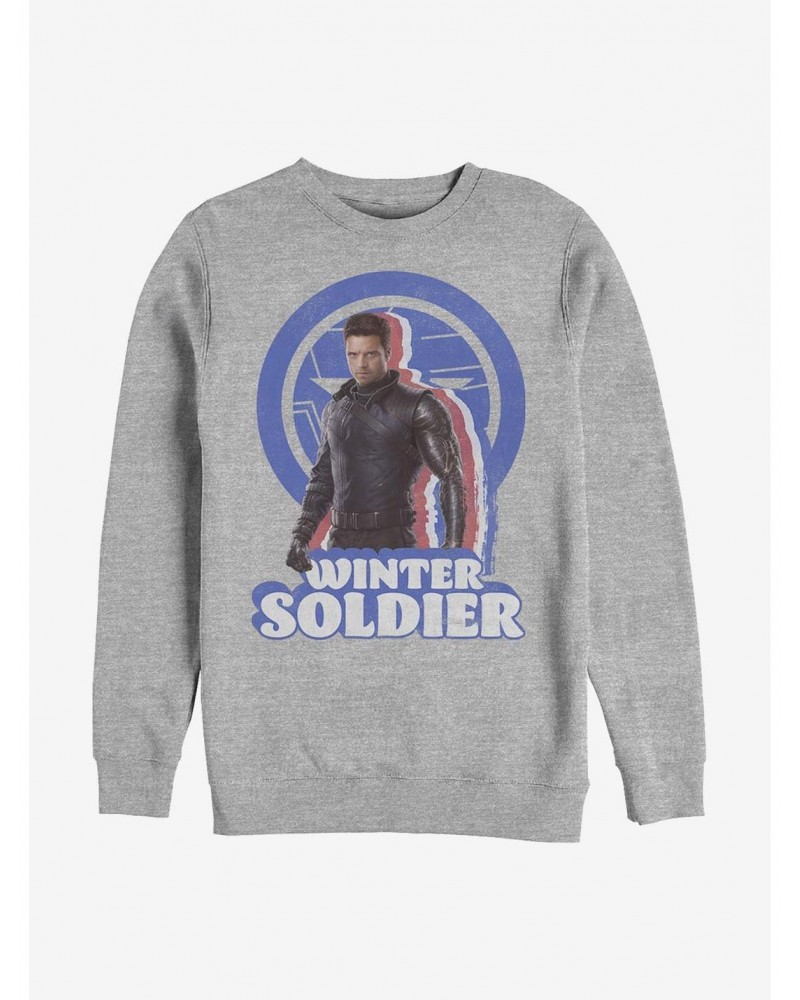 Marvel The Falcon And The Winter Soldier Bucky Pose Crew Sweatshirt $12.40 Sweatshirts