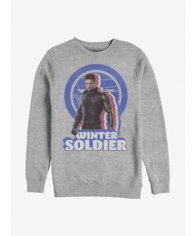 Marvel The Falcon And The Winter Soldier Bucky Pose Crew Sweatshirt $12.40 Sweatshirts