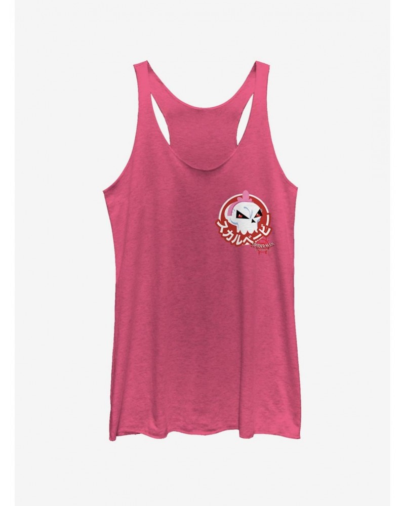 Marvel Spider-Man: Into The Spider-Verse Skull Sticker Pocket Heathered Girls Tank Top $9.95 Tops