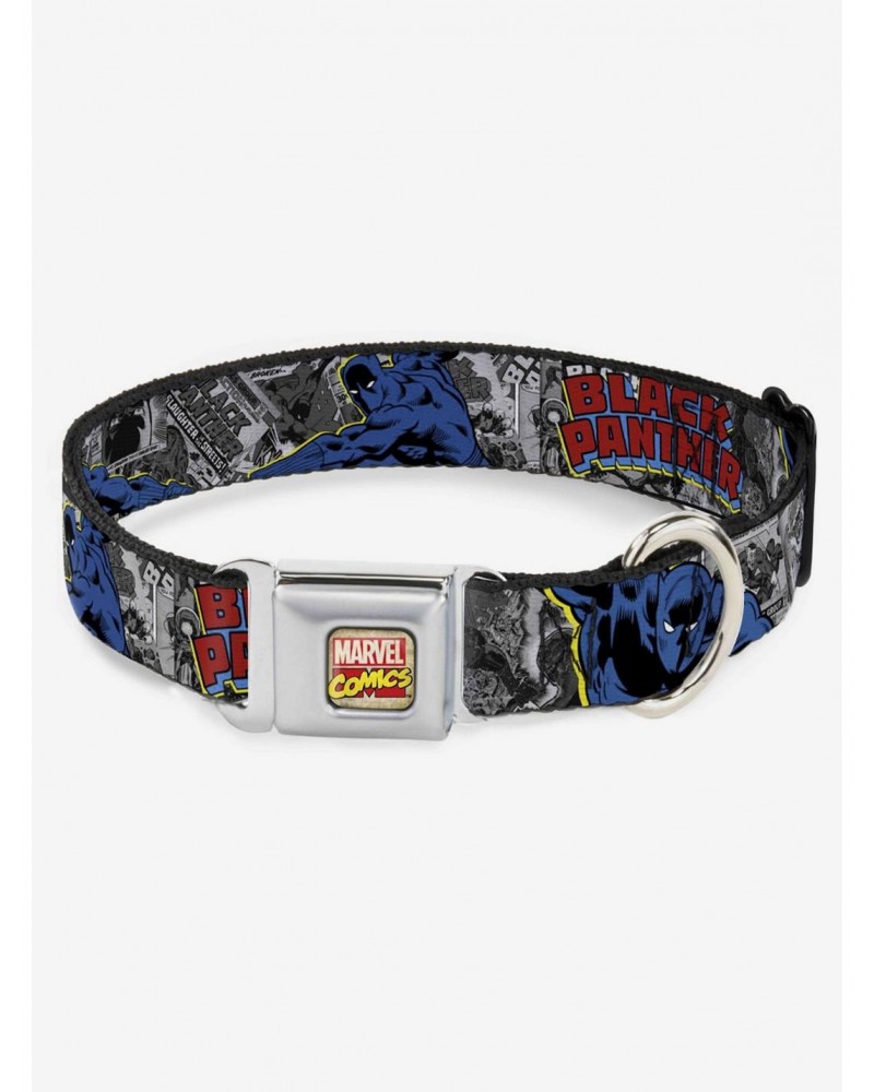 Marvel Black Panther Poses Stacked Comics Seatbelt Buckle Dog Collar $9.21 Pet Collars