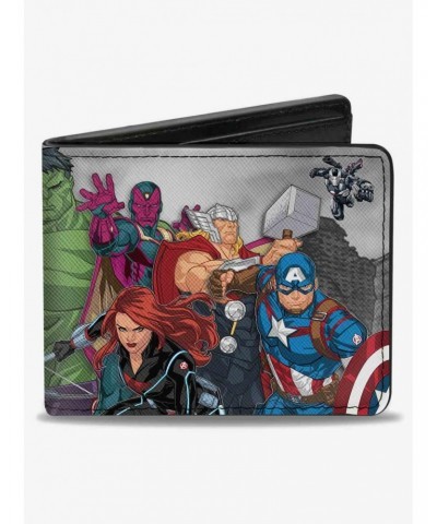 Marvel Avengers 11 Character Group Pose Buildings Bifold Wallet $7.11 Wallets