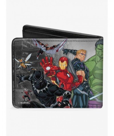 Marvel Avengers 11 Character Group Pose Buildings Bifold Wallet $7.11 Wallets