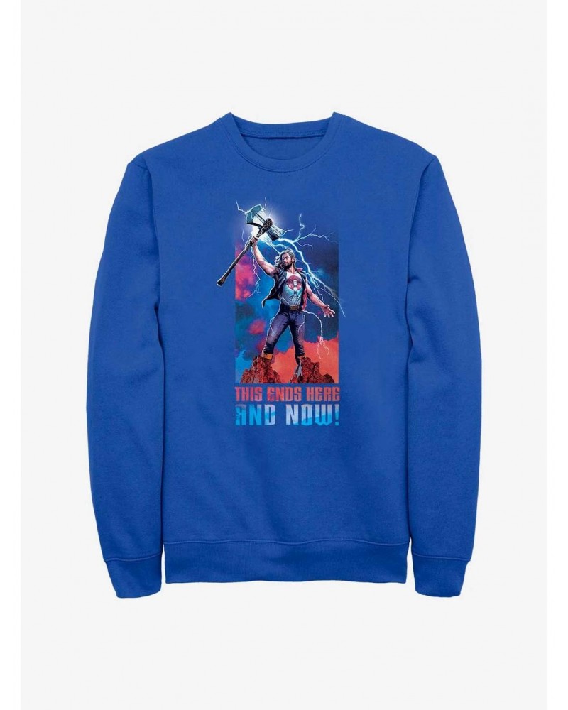 Marvel Thor: Love and Thunder Ends Here and Now Sweatshirt $8.86 Sweatshirts